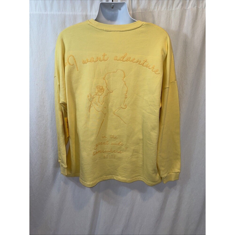 Disney Store Beauty And The Beast Belle Quote Yellow Long Sleeve Tee Sz L NWT